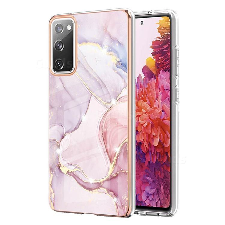 Rose Gold Dancing Electroplated Gold Frame 2.0 Thickness Plating Marble IMD Soft Back Cover for Samsung Galaxy S20 FE / S20 Lite
