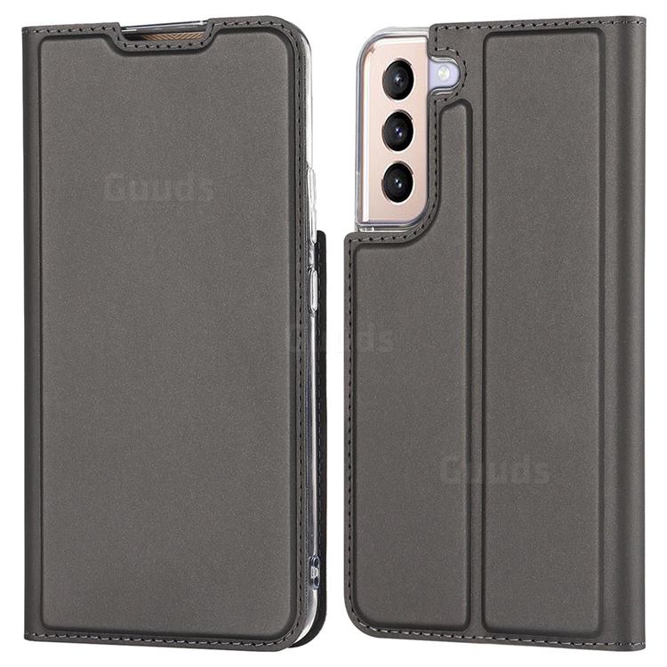 Ultra Slim Card Magnetic Automatic Suction Leather Wallet Case for Samsung Galaxy S22 - Star Grey