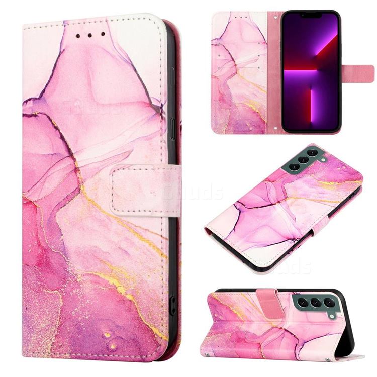 Pink Purple Marble Leather Wallet Protective Case for Samsung Galaxy S22