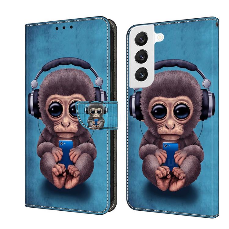 Cute Orangutan Crystal PU Leather Protective Wallet Case Cover for Samsung Galaxy S22