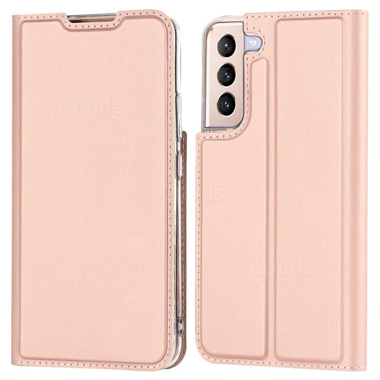 Ultra Slim Card Magnetic Automatic Suction Leather Wallet Case for Samsung Galaxy S22 Plus (S22 Pro) - Rose Gold