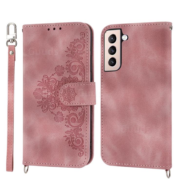 Skin Feel Embossed Lace Flower Multiple Card Slots Leather Wallet