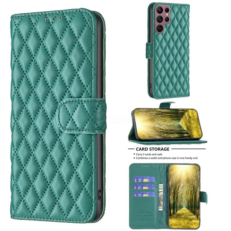Binfen Color BF-14 Fragrance Protective Wallet Flip Cover for Samsung Galaxy S22 Ultra - Green
