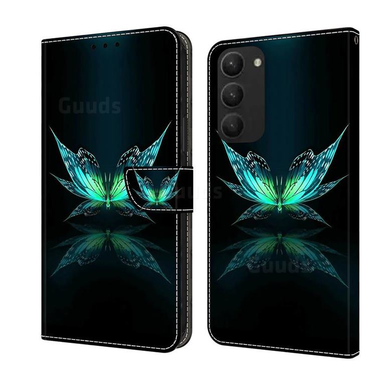 Reflection Butterfly Crystal PU Leather Protective Wallet Case Cover for Samsung Galaxy S23 Plus