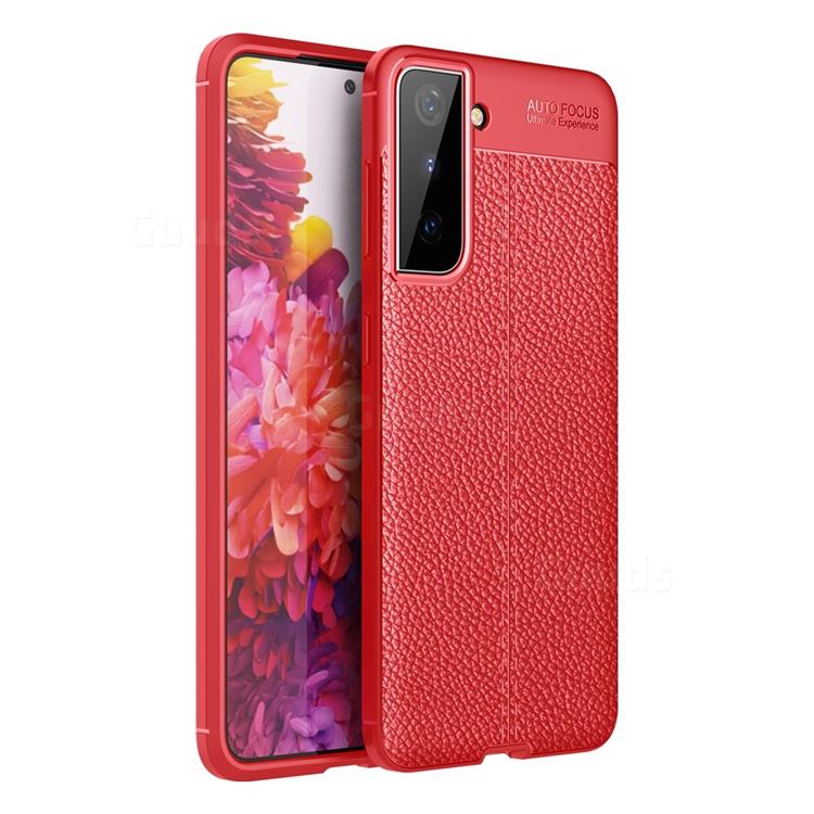Luxury Auto Focus Litchi Texture Silicone TPU Back Cover for Samsung Galaxy S21 / Galaxy S30 - Red