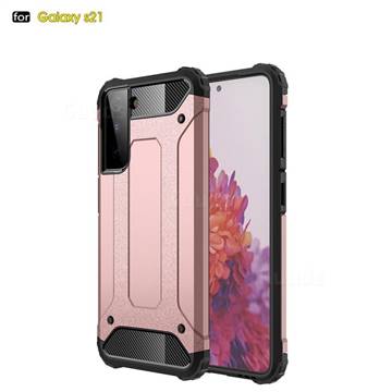 King Kong Armor Premium Shockproof Dual Layer Rugged Hard Cover for Samsung Galaxy S21 - Rose Gold