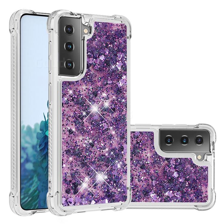 Dynamic Liquid Glitter Sand Quicksand Star TPU Case for Samsung Galaxy S21 - Purple