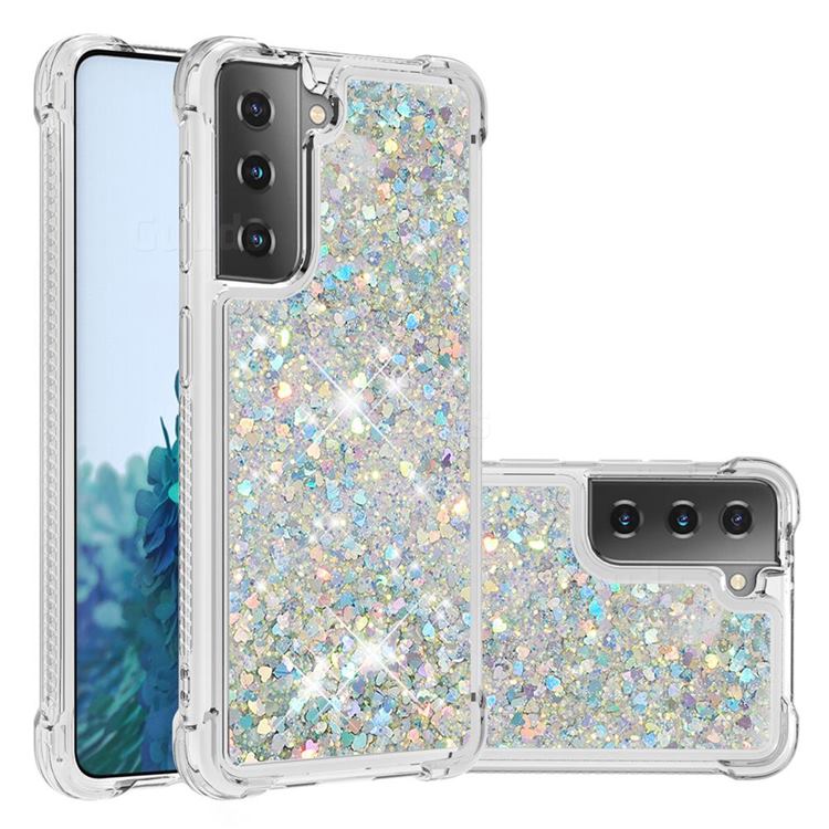 Dynamic Liquid Glitter Sand Quicksand Star TPU Case for Samsung Galaxy S21 - Silver