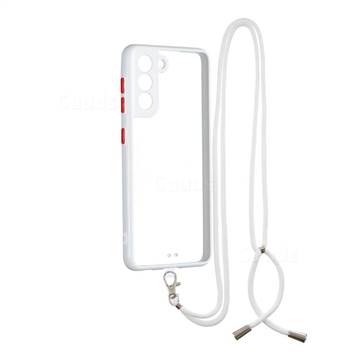 Necklace Cross-body Lanyard Strap Cord Phone Case Cover for Samsung Galaxy S21 - White