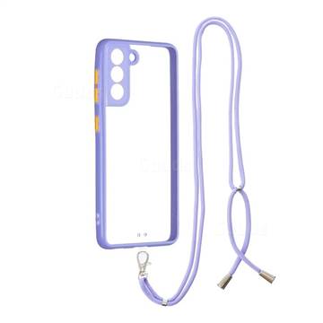 Necklace Cross-body Lanyard Strap Cord Phone Case Cover for Samsung Galaxy S21 - Purple