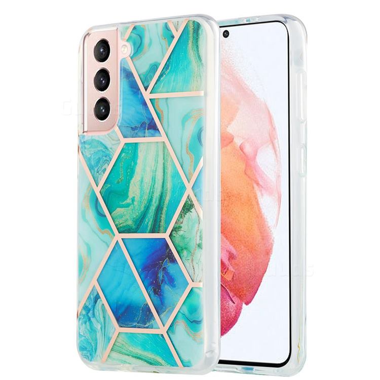 Green Glacier Marble Pattern Galvanized Electroplating Protective Case Cover for Samsung Galaxy S21