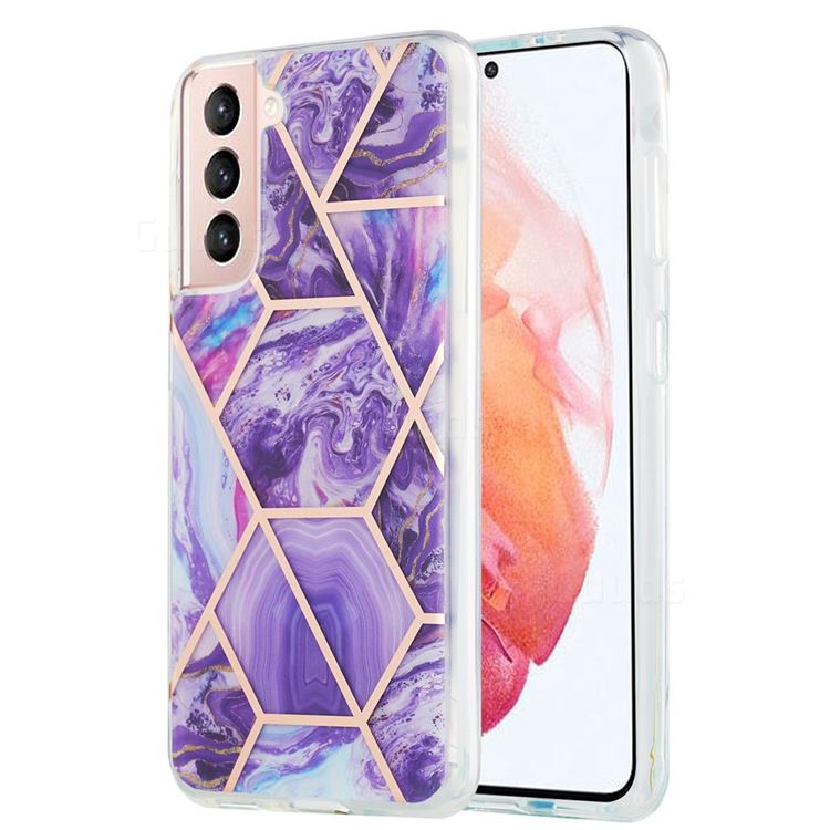 Purple Gagic Marble Pattern Galvanized Electroplating Protective Case Cover for Samsung Galaxy S21