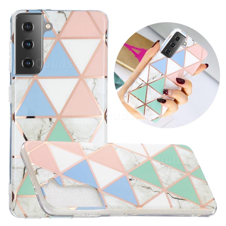 Fresh Triangle Painted Marble Electroplating Protective Case for Samsung Galaxy S21