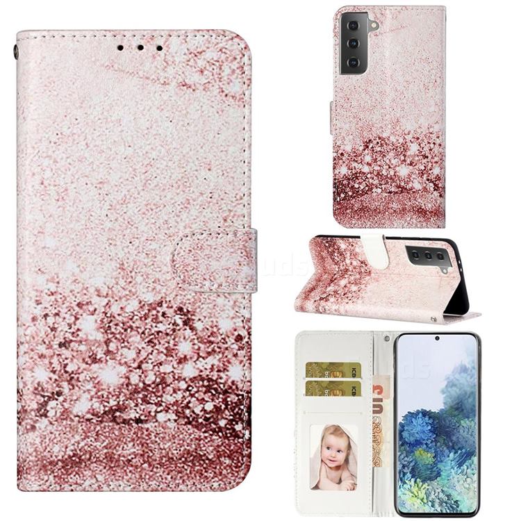 Glittering Rose Gold PU Leather Wallet Case for Samsung Galaxy S21 / Galaxy S30