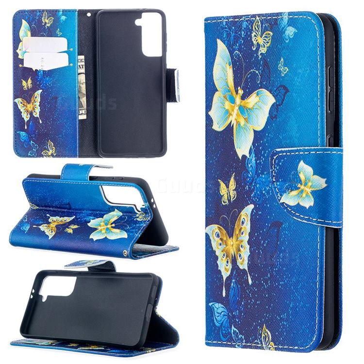 Golden Butterflies Leather Wallet Case for Samsung Galaxy S21 / Galaxy S30