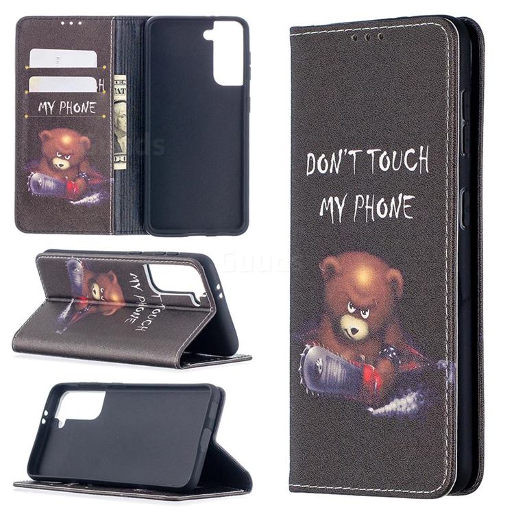 Chainsaw Bear Slim Magnetic Attraction Wallet Flip Cover for Samsung Galaxy S21 / Galaxy S30