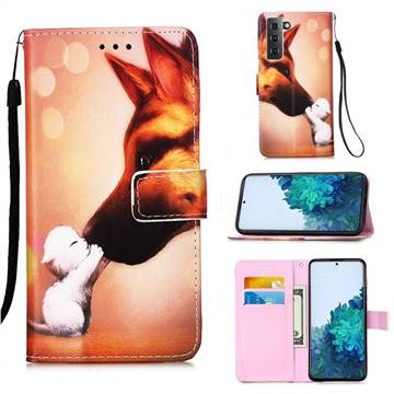 Hound Kiss Matte Leather Wallet Phone Case for Samsung Galaxy S21