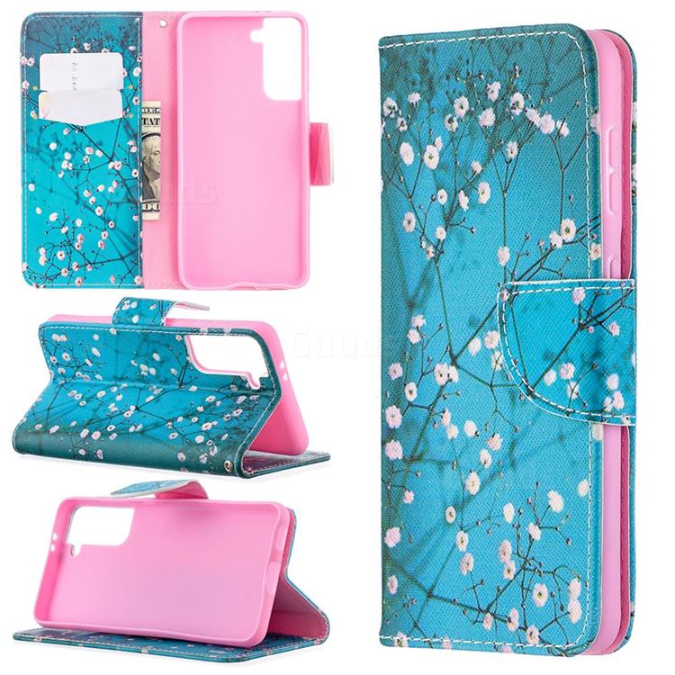 Blue Plum Leather Wallet Case for Samsung Galaxy S21