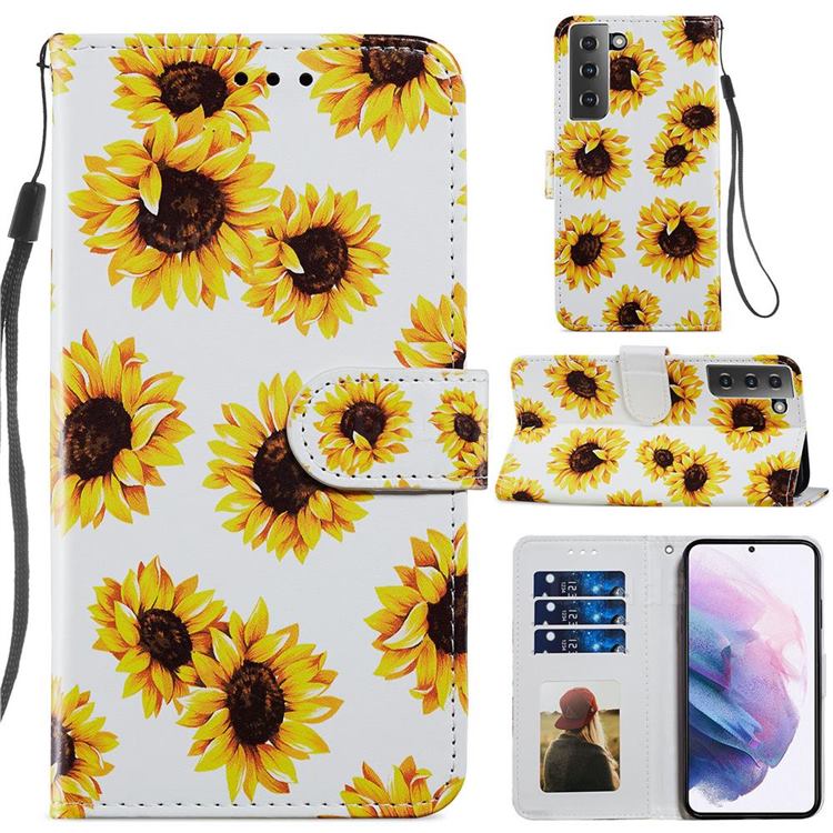 Sunflower Smooth Leather Phone Wallet Case for Samsung Galaxy S21