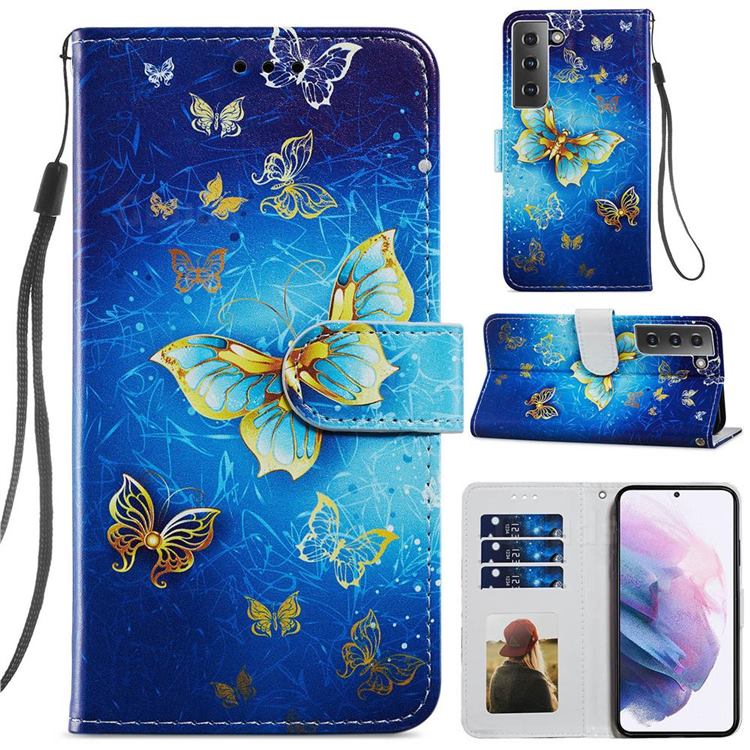 Phnom Penh Butterfly Smooth Leather Phone Wallet Case for Samsung Galaxy S21