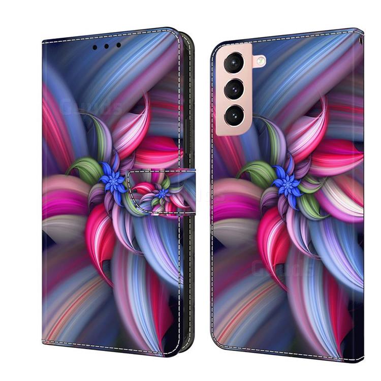 Colorful Flower Crystal PU Leather Protective Wallet Case Cover for Samsung Galaxy S21