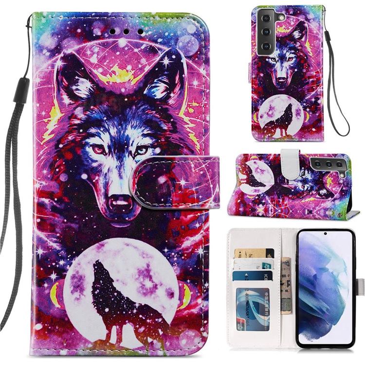 Wolf Totem Smooth Leather Phone Wallet Case for Samsung Galaxy S21 FE
