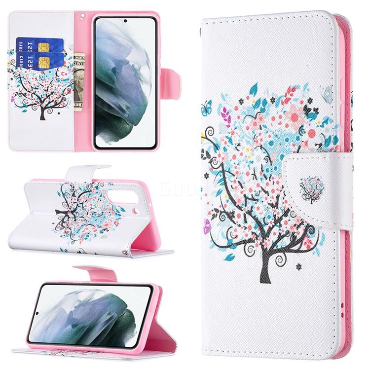 Colorful Tree Leather Wallet Case for Samsung Galaxy S21 FE