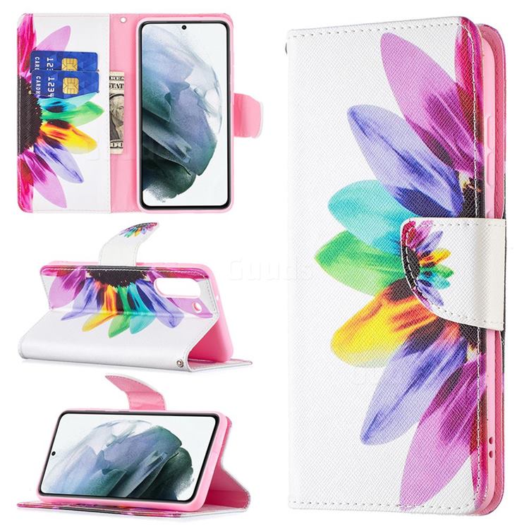 Seven-color Flowers Leather Wallet Case for Samsung Galaxy S21 FE
