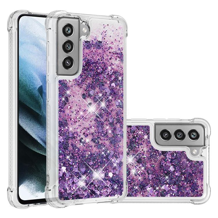 Dynamic Liquid Glitter Sand Quicksand Star TPU Case for Samsung Galaxy S21 FE - Purple