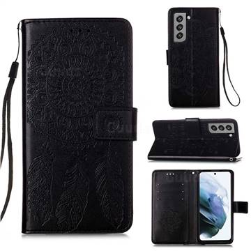 Embossing Dream Catcher Mandala Flower Leather Wallet Case for Samsung Galaxy S21 FE - Black