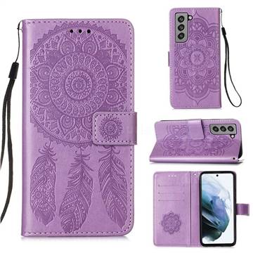 Embossing Dream Catcher Mandala Flower Leather Wallet Case for Samsung Galaxy S21 FE - Purple