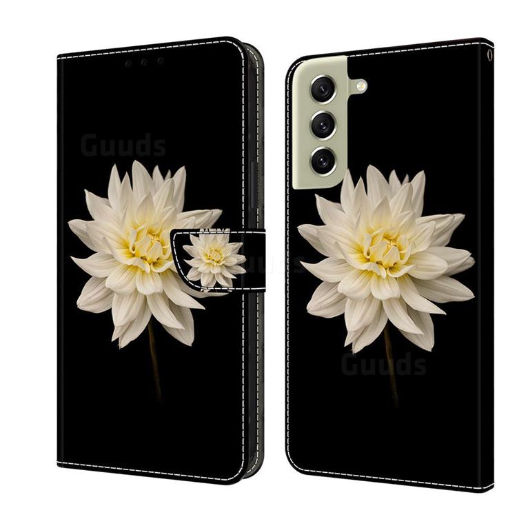 White Flower Crystal PU Leather Protective Wallet Case Cover for Samsung Galaxy S21 FE