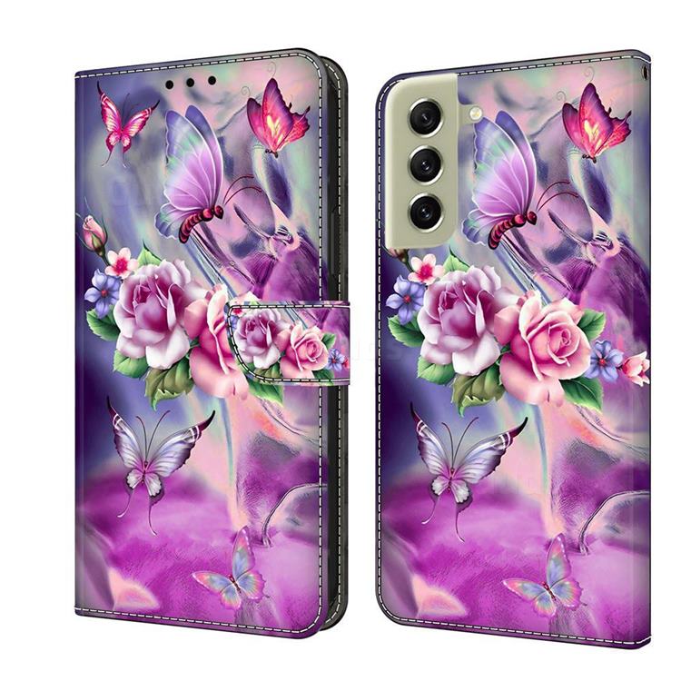 Flower Butterflies Crystal PU Leather Protective Wallet Case Cover for Samsung Galaxy S21 FE