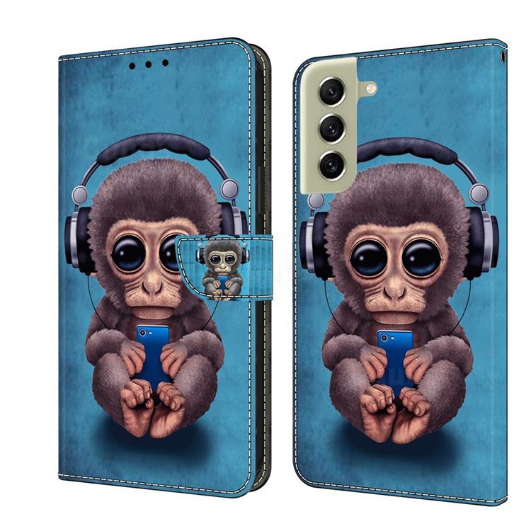 Cute Orangutan Crystal PU Leather Protective Wallet Case Cover for Samsung Galaxy S21 FE