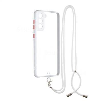 Necklace Cross-body Lanyard Strap Cord Phone Case Cover for Samsung Galaxy S21 Plus - White
