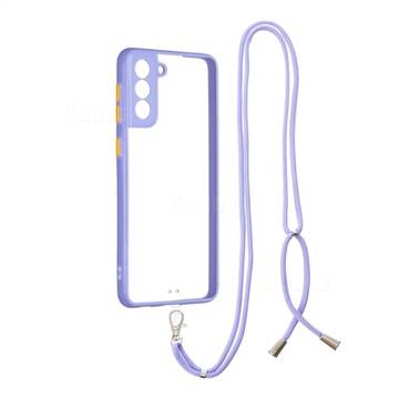 Necklace Cross-body Lanyard Strap Cord Phone Case Cover for Samsung Galaxy S21 Plus - Purple