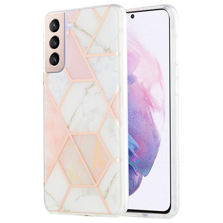 Pink White Marble Pattern Galvanized Electroplating Protective Case Cover for Samsung Galaxy S21 Plus