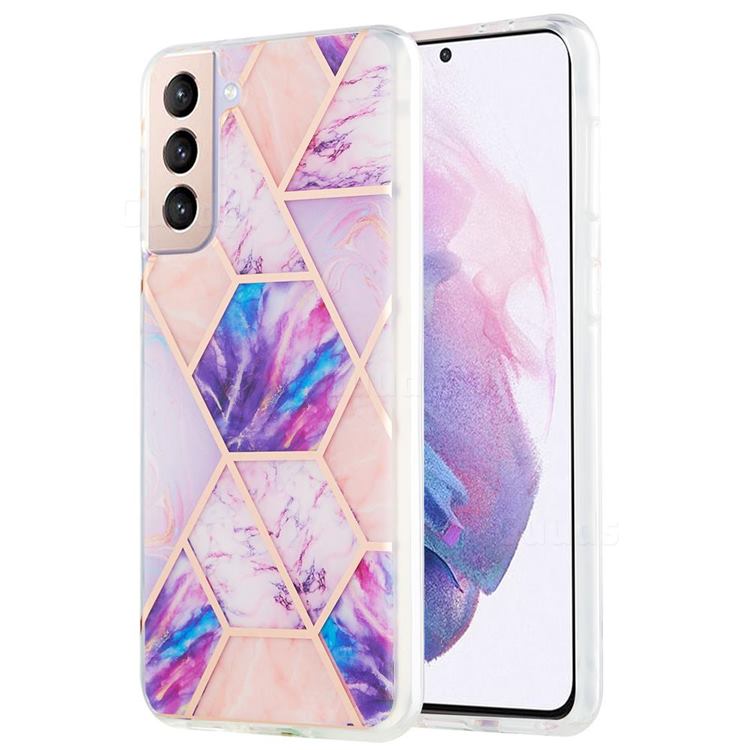 Purple Dream Marble Pattern Galvanized Electroplating Protective Case Cover for Samsung Galaxy S21 Plus