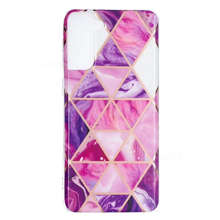 Purple Dream Triangle Painted Marble Electroplating Protective Case for Samsung Galaxy S21 Plus