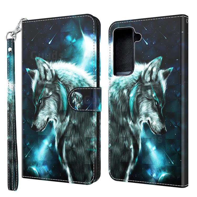 Snow Wolf 3D Painted Leather Wallet Case for Samsung Galaxy S21 Plus / S30 Plus