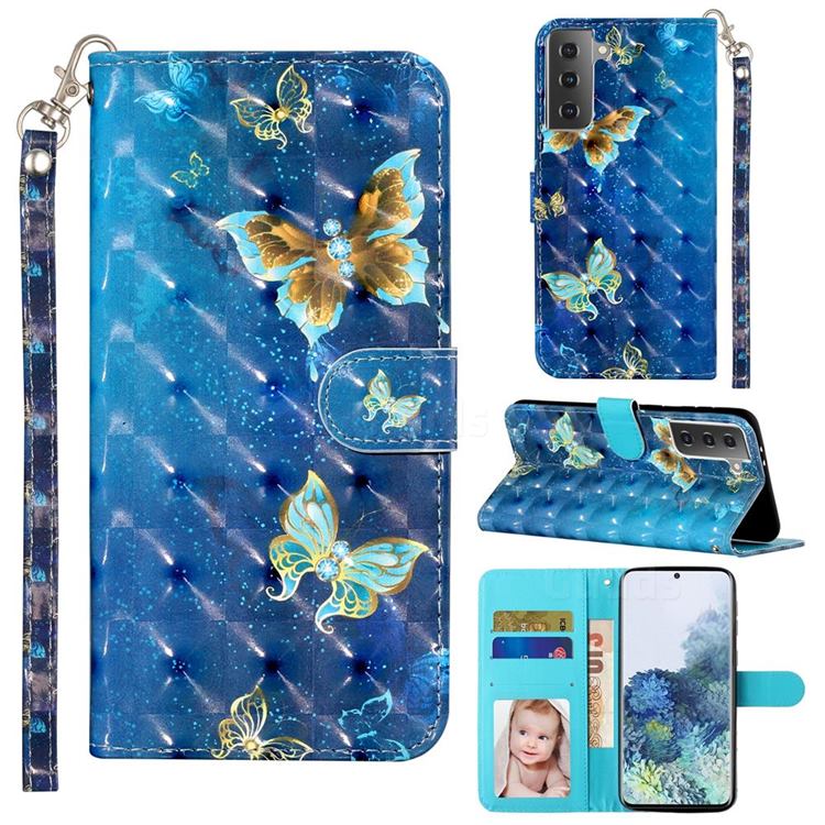 Rankine Butterfly 3D Leather Phone Holster Wallet Case for Samsung Galaxy S21 Plus / S30 Plus