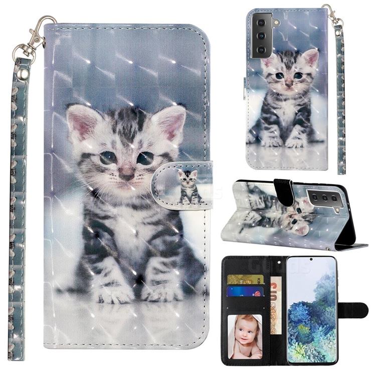 Kitten Cat 3D Leather Phone Holster Wallet Case for Samsung Galaxy S21 Plus / S30 Plus