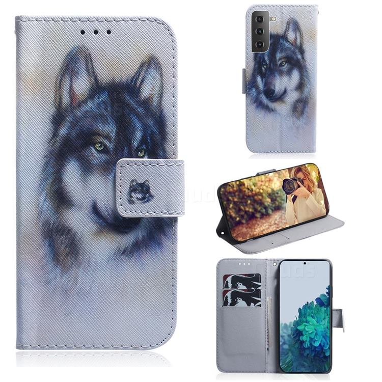 Snow Wolf PU Leather Wallet Case for Samsung Galaxy S21 Plus / S30 Plus