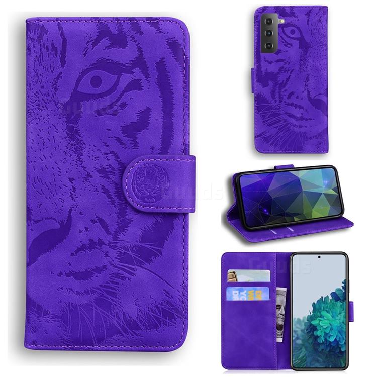 Intricate Embossing Tiger Face Leather Wallet Case For Samsung Galaxy S21 Plus S30 Plus Purple Galaxy S21 Plus Cases Guuds