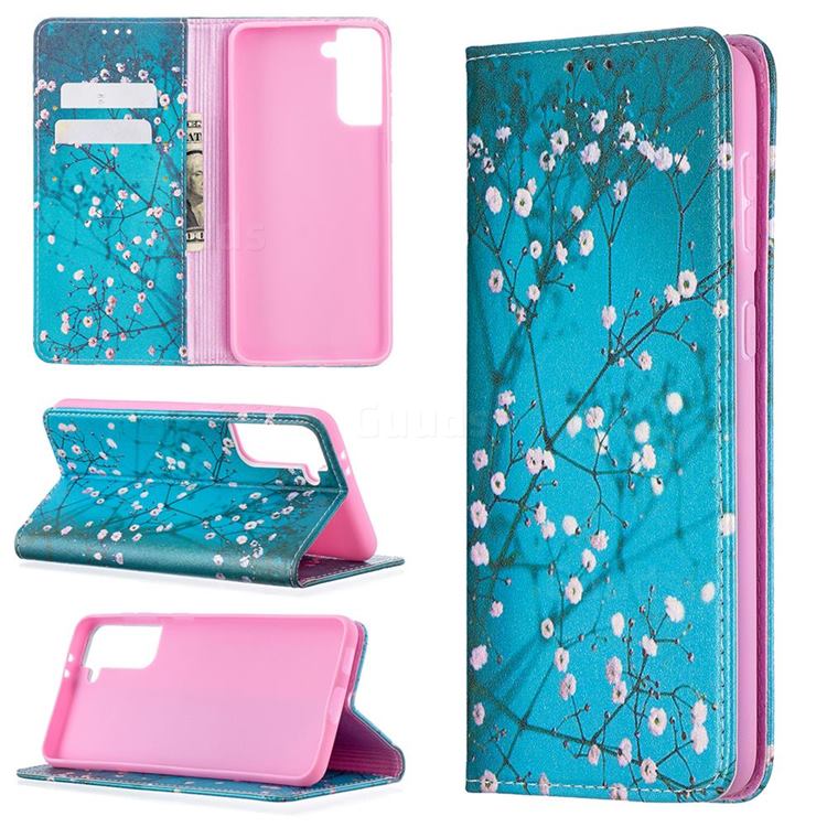 Plum Blossom Slim Magnetic Attraction Wallet Flip Cover for Samsung Galaxy S21 Plus / S30 Plus