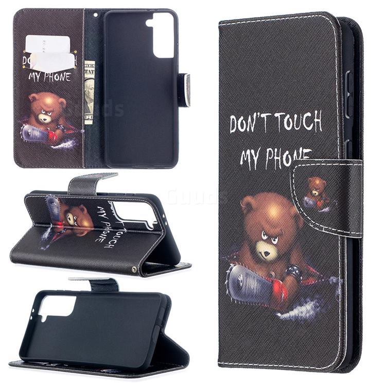 Chainsaw Bear Leather Wallet Case for Samsung Galaxy S21 Plus