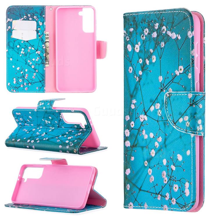 Blue Plum Leather Wallet Case for Samsung Galaxy S21 Plus