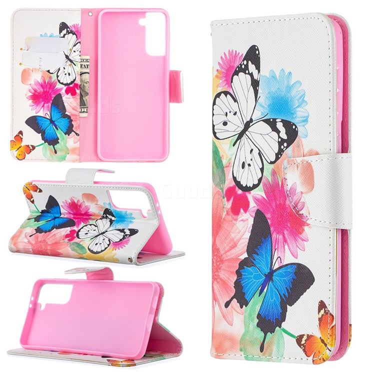 Vivid Flying Butterflies Leather Wallet Case for Samsung Galaxy S21 Plus