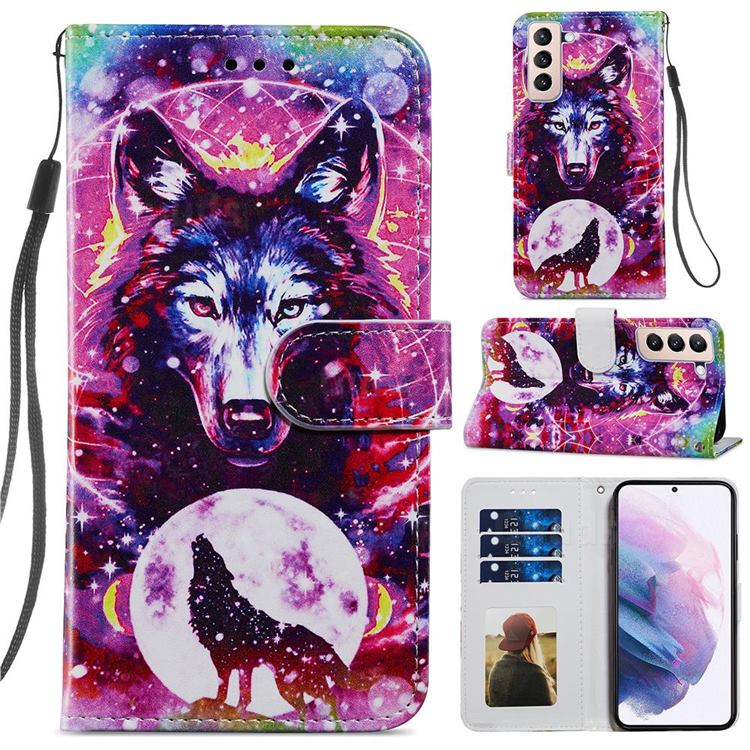 Wolf Totem Smooth Leather Phone Wallet Case for Samsung Galaxy S21 Plus