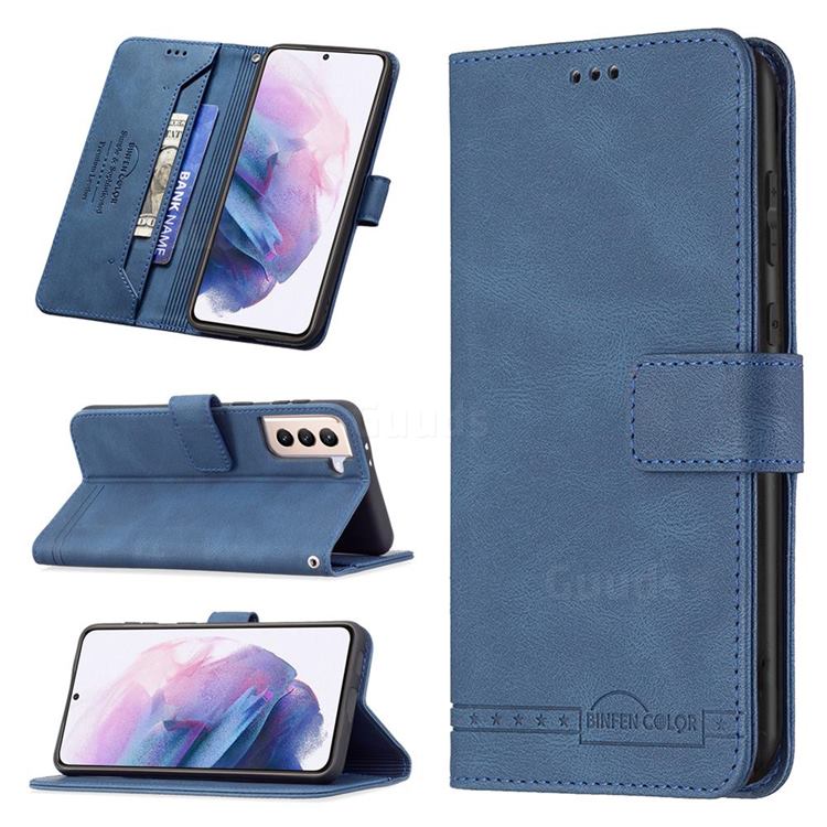 Binfen Color RFID Blocking Leather Wallet Case for Samsung Galaxy S21 Plus - Blue
